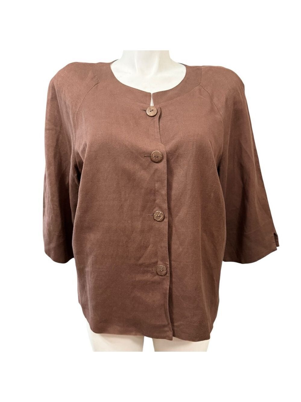 Vintage Coldwater Creek Brown Linen‎ Blend Jacket Size 20W